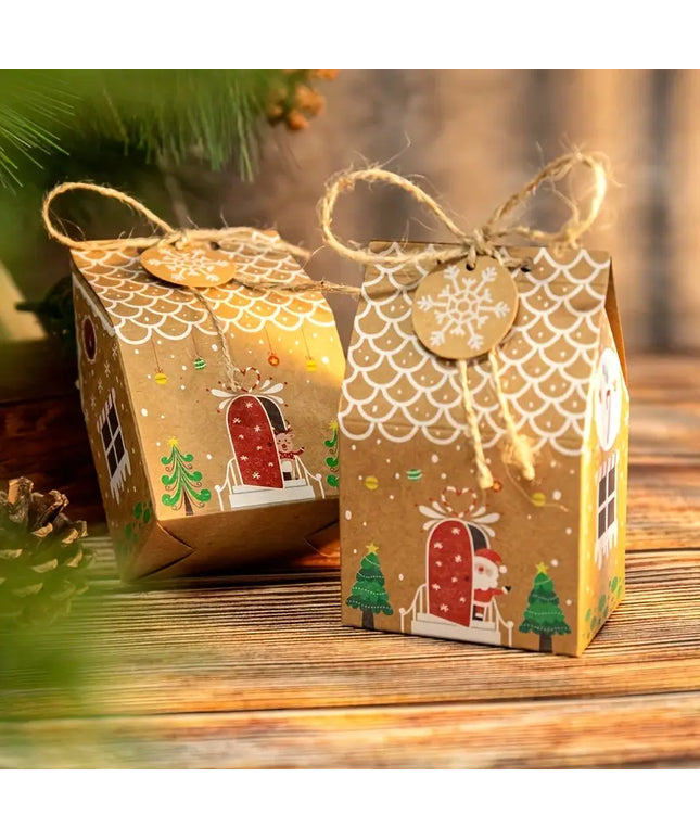 Caixas de Papel Kraft | Azulejos 7x7cm | Natal