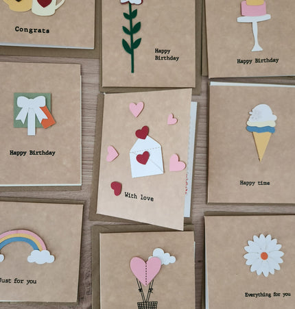 Cartões Kraft com Envelopes para Azulejos 7x7cm