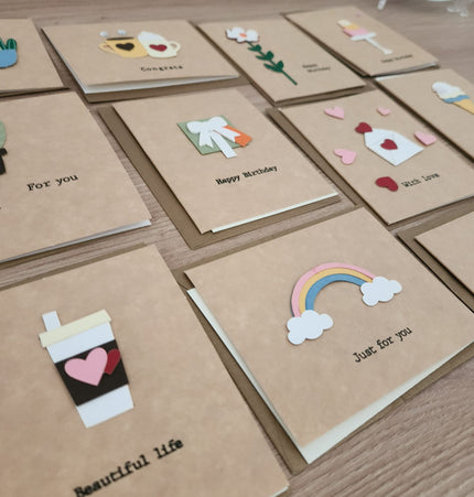 Cartões Kraft com Envelopes para Azulejos 7x7cm