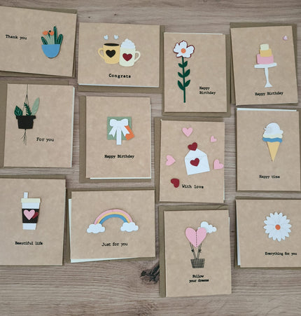 Cartões Kraft com Envelopes para Azulejos 7x7cm