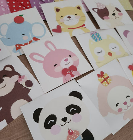 Cartões Infantis Pop-Up  com Envelopes Coloridos