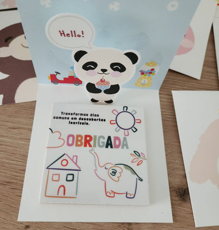 Cartões Infantis Pop-Up  com Envelopes Coloridos