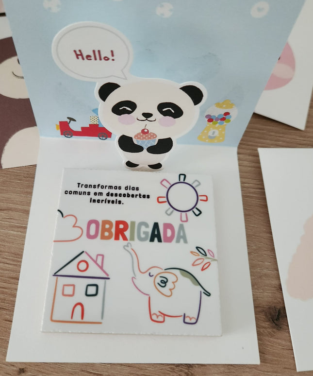 Cartões Infantis Pop-Up  com Envelopes Coloridos