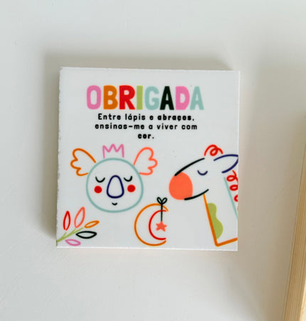 Azulejo para professora com mensagem de agradecimento personalizada