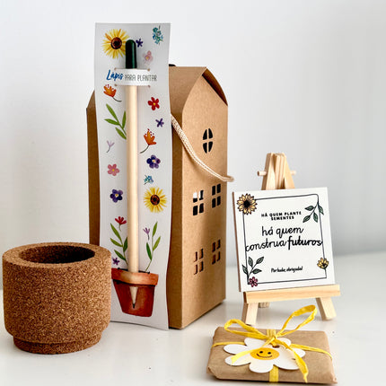 Kit presente para educadora com azulejo personalizado e lápis plantável