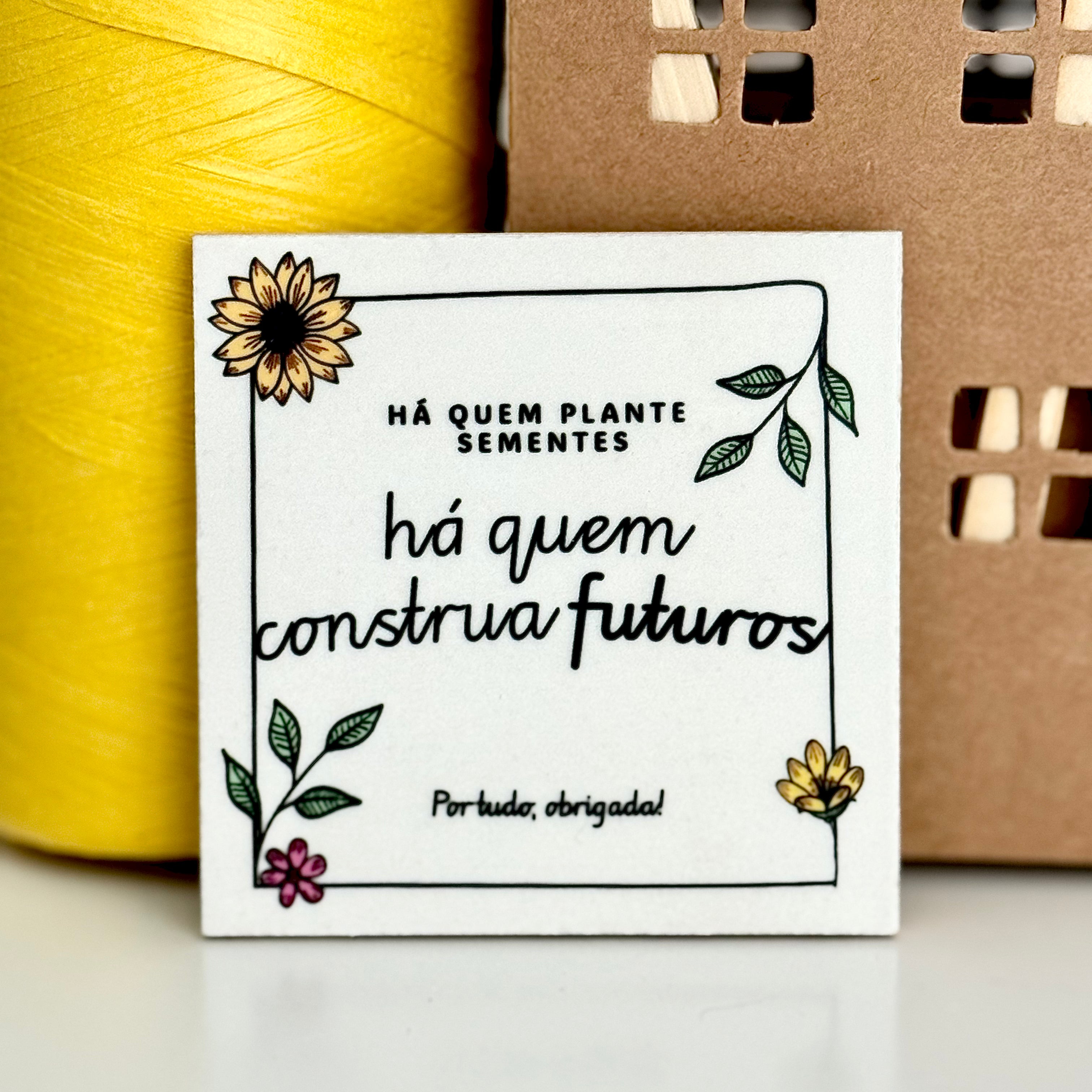 Azulejo com mensagem de agradecimento para professora